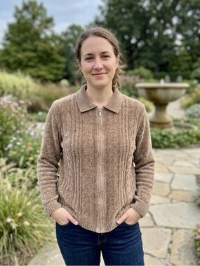 ALFRED DUNNER Full-Zip Chenille Cardigan, Women’s XL possibly, Brown